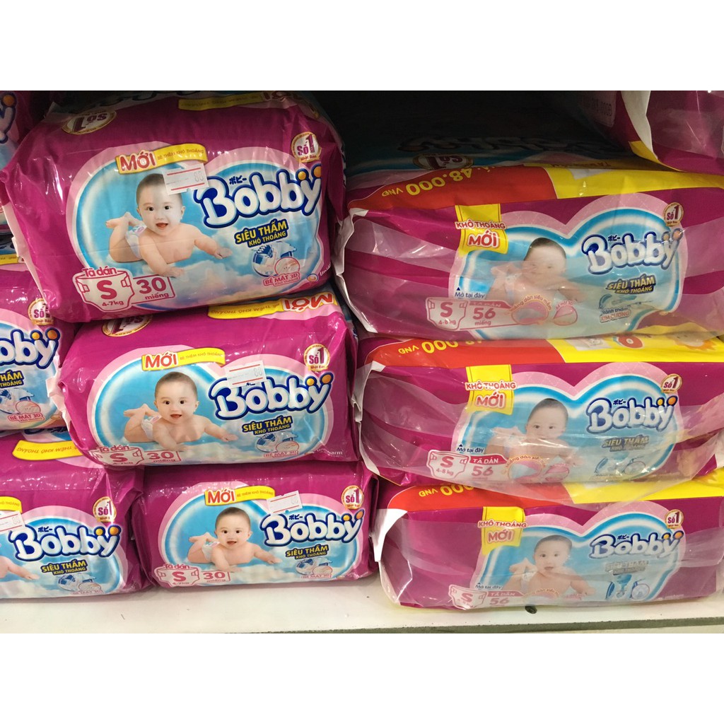 Tã Dán Bobby S56 Miếng Mẫu Mới(4 - 8kg) lõi nén 3mm
