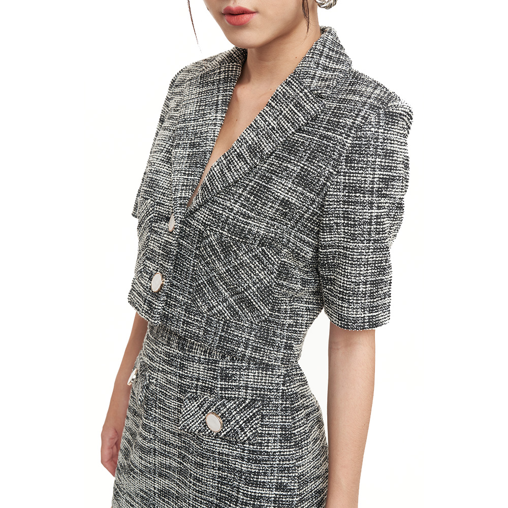 N&M Set dạ áo và váy Tweed Nữ Luxury 2209006