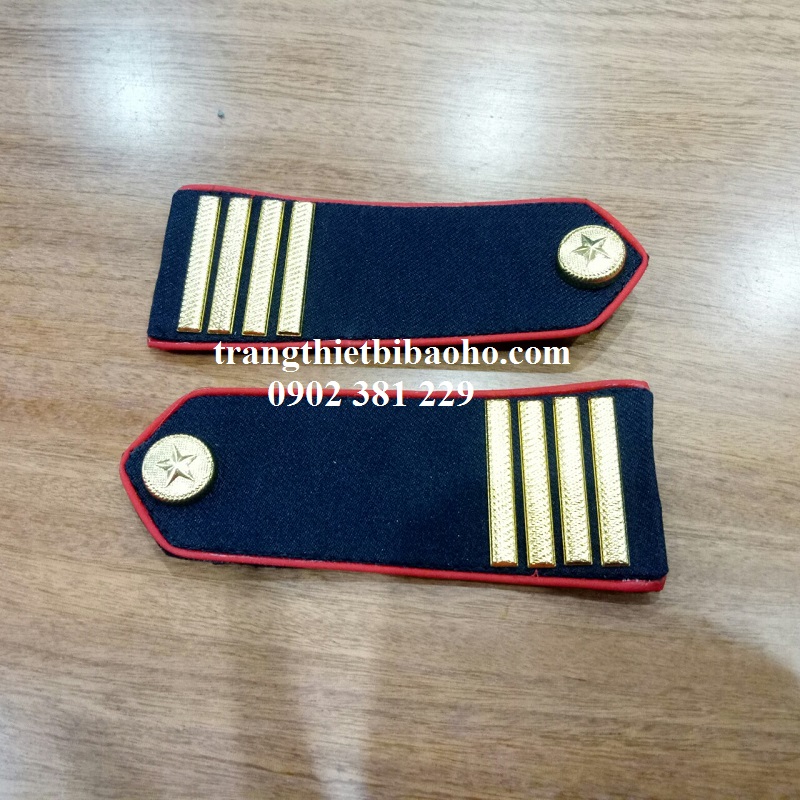 Cầu vai bảo vệ xanh đen viền đỏ gạch đồng