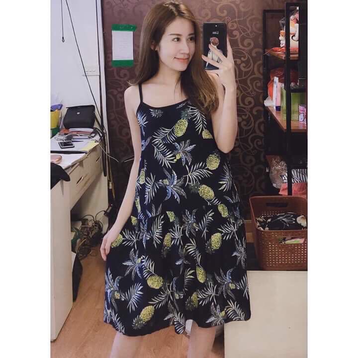 Váy lanh 2 dây quả dứa