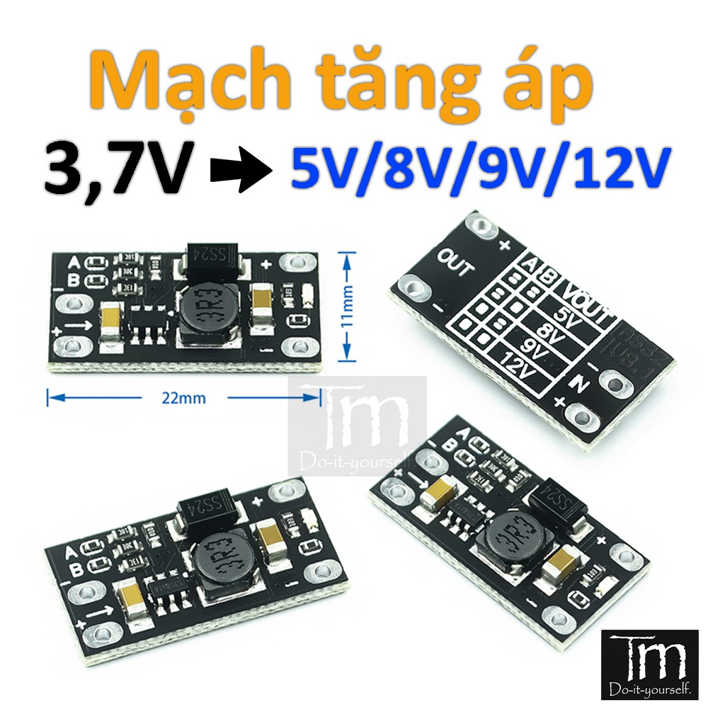 043 mini dc-dc boost tăng áp chuyển đổi 3v 3.2v 3.3v 3.7v 5v 9v đến 12v điều chỉnh điện áp pcb mô-đun bảng mạch có thể đặt 5v/ 8v/ 9v