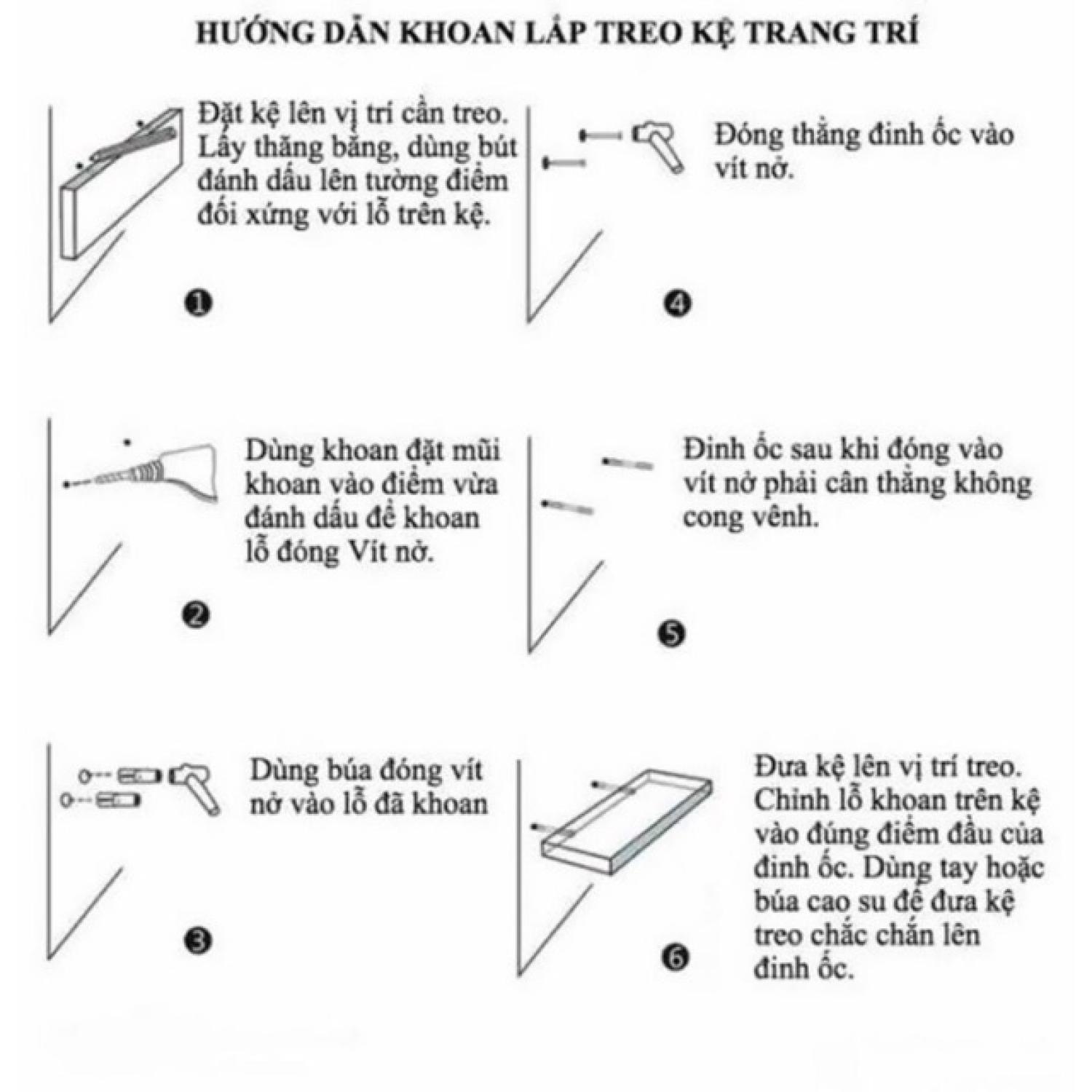 Kệ gỗ treo tường 1 thanh 60x15cm