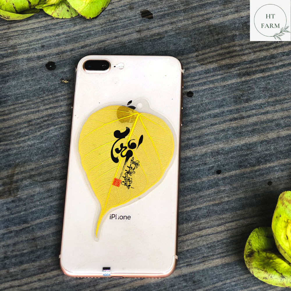 Lá Bồ Đề thư pháp - chữ Trí (Cầu Bình An – Tài Lộc – May mắn, Ốp điện thoại, Hàng loại 1)