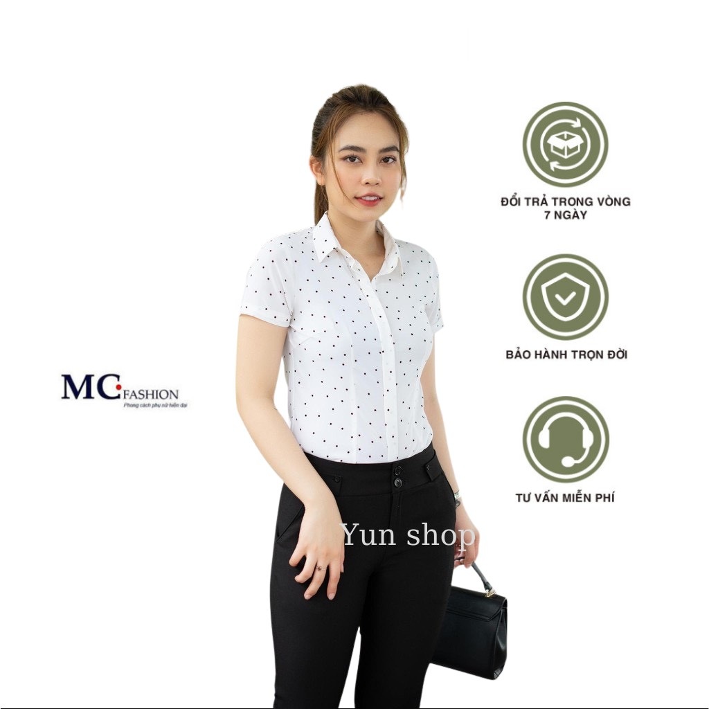 Áo sơ mi nữ công sở họa tiết chấm bi - mc fashion a0257 màu trắng