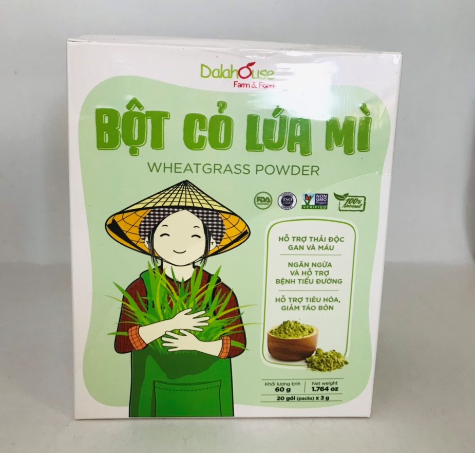 Bột cỏ lúa mì hữu cơ Dalahouse (Hộp 20 gói x3gr)
