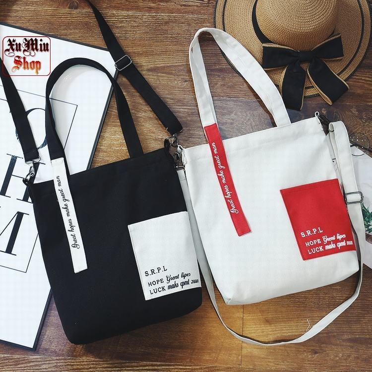 Túi tote/Túi vải size 25 - Mẫu túi phối