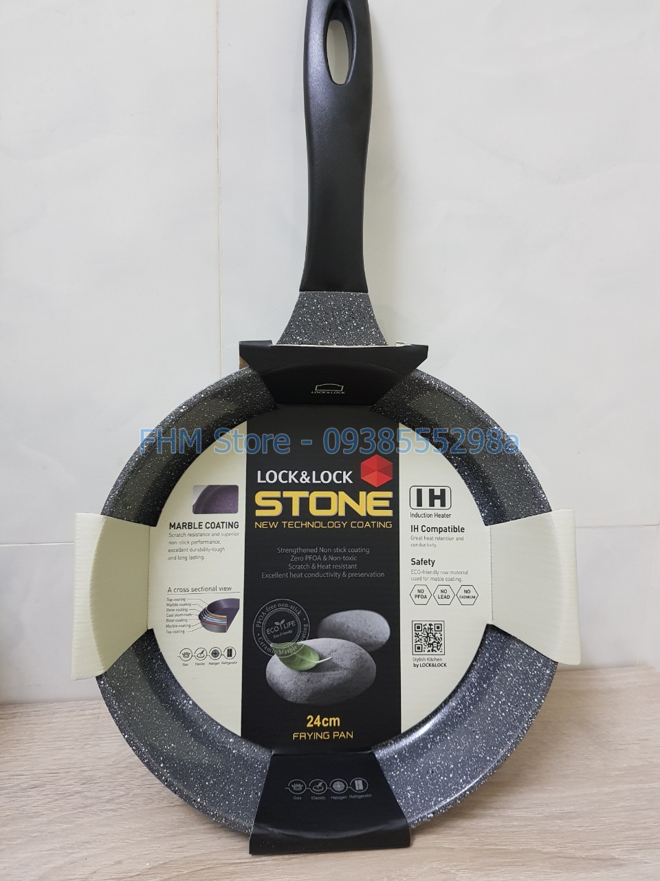 Chảo chống dính vân đá đáy từ Lock&Lock Stone size 24cm