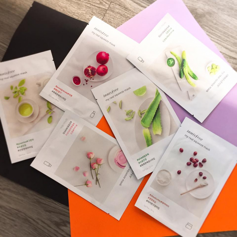 combo 10 miếng MẶT NẠ DƯỠNG DA INNISFREE MY REAL SQUEEZE MASK
