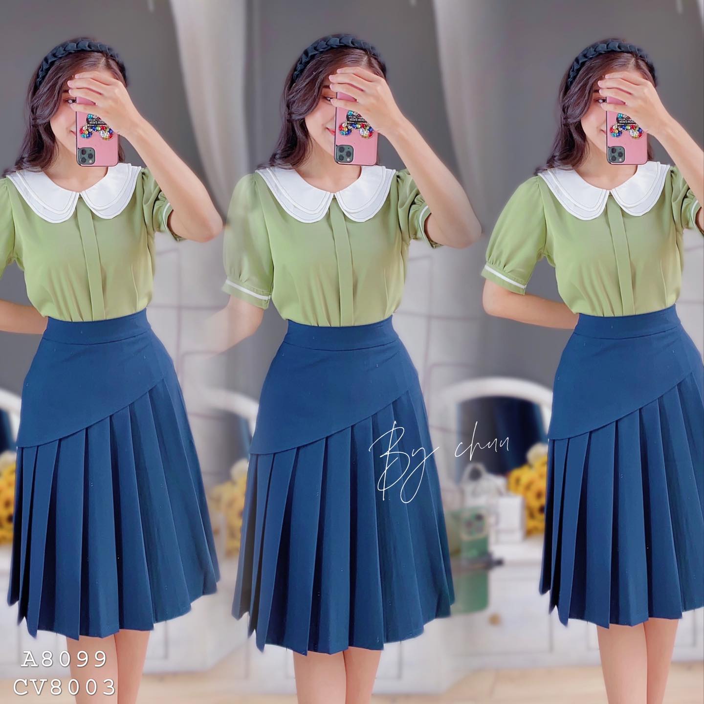 Chân váy công sở nữ kiểu xếp li peplum CHUU CV8003