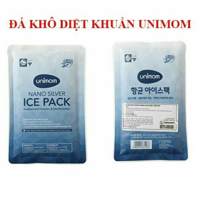 (FREESHIP ĐẾN 50k) (Made in Korea) COMBO 2 Túi đá khô diệt khuẩn giữ lạnh sữa Unimom UM871857 NAM4