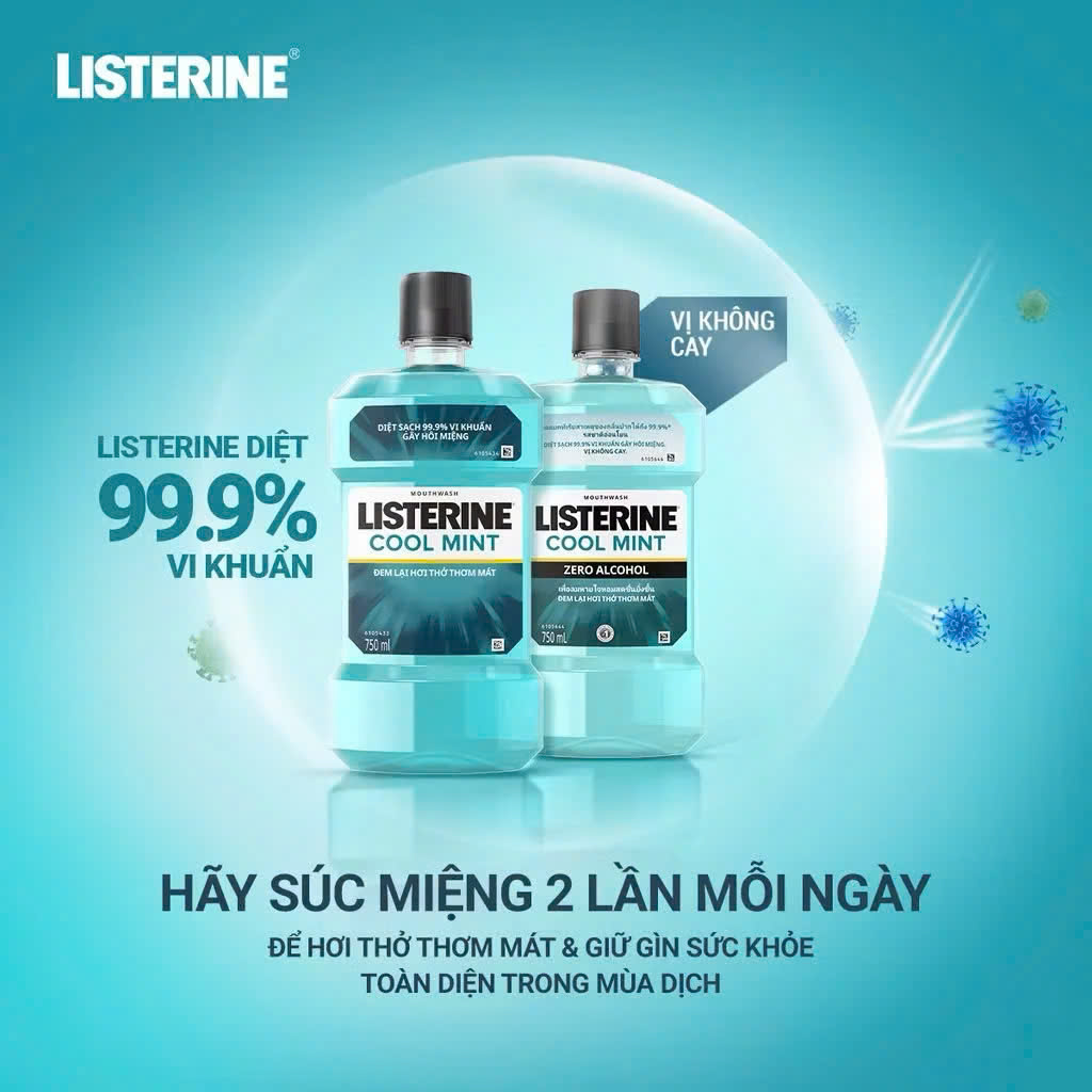 Nước Súc Miệng Listerine Cool Mint 250ml 750ml dung dịch vệ sinh răng miệng