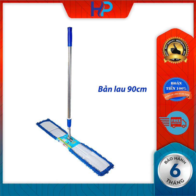 Cây lau nhà công nghiệp san hô 90cm-Chổi lau nhà tự vắt tấm lau Microfiber 360 thân cán inox siêu bền chắc chắn