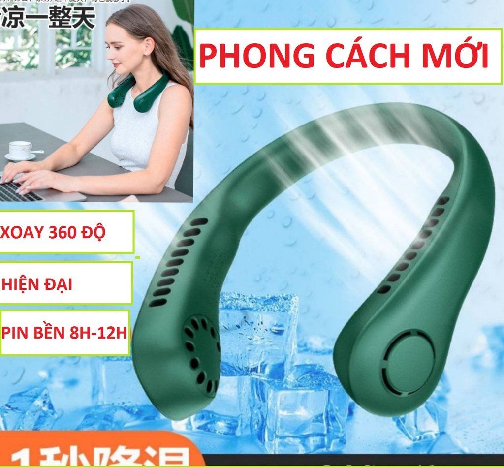 Quạt đeo cổ hình thú mini không cánh wind, quạt quàng cổ tích điện hình con vật pin lớn, quạt đeo cổ hình thú 3 chế độ kèm bộ sạc usb tiện lợi quạt treo cổ quạt điện mini quạt tích điện quạt đeo cổ siêu mát quạt mini quat