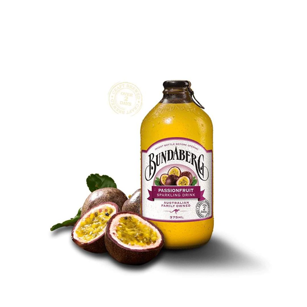 Nước Trái Cây Úc Có Ga BUNDABERG Passionfruit - Chanh Dây (Chai)