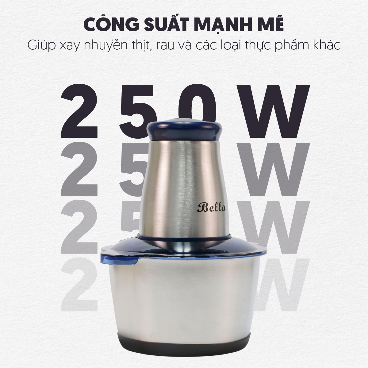 Bộ máy xay cầm tay bella cối inox