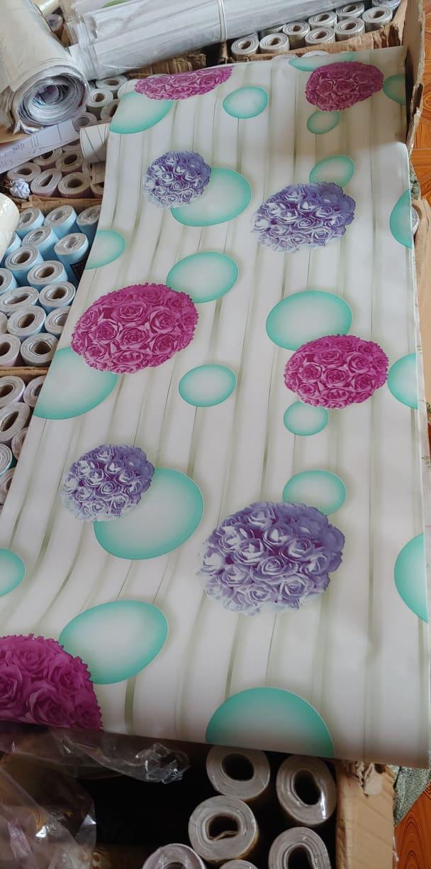 10m giấy dán tường hoa tú cầu tím 3d ( cuộn 10m khổ rộng 45cm, có sẵn keo)