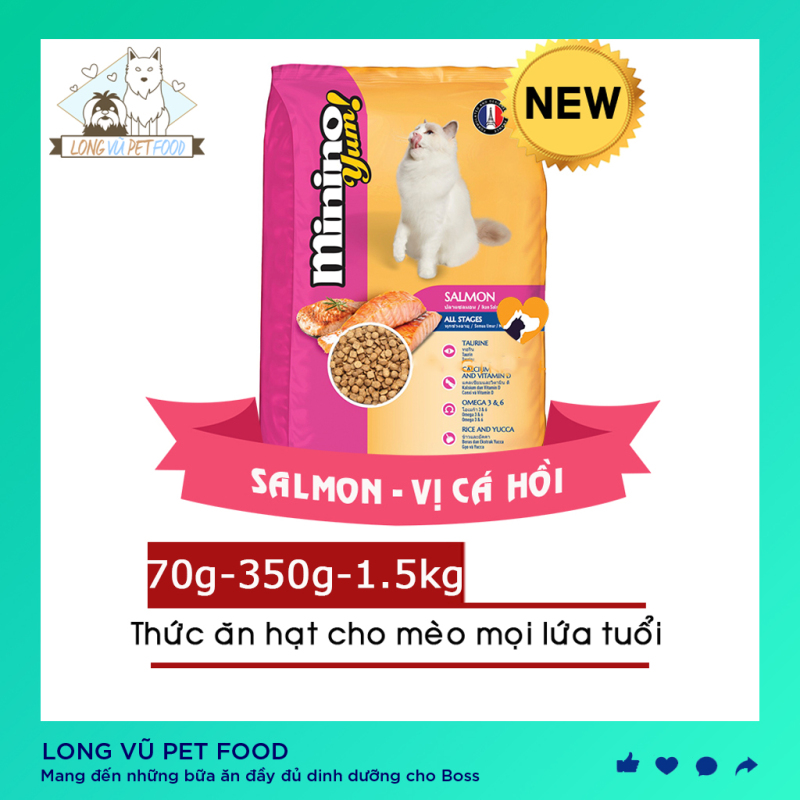 [NEW] Thức ăn hạt cho Mèo mọi lứa tuổi Minino Yum - Vị Cá Hồi - Thức ăn cho mèo