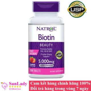 Viên Ngậm Hỗ Trợ Mọc Tóc Natrol Biotin 5000mcg Extra Strength Fast thumbnail