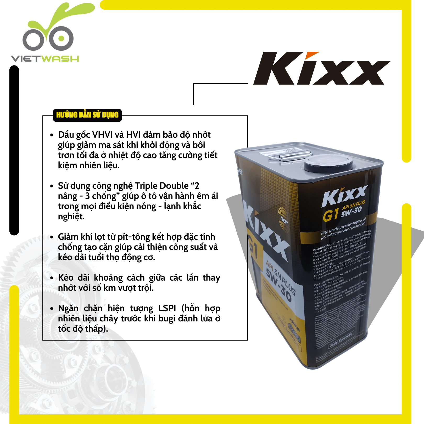 [KIXX] Nhớt ô tô Kixx G1 5W30 API SN Plus 4L [MIỄN PHÍ CÔNG THAY NHỚT]