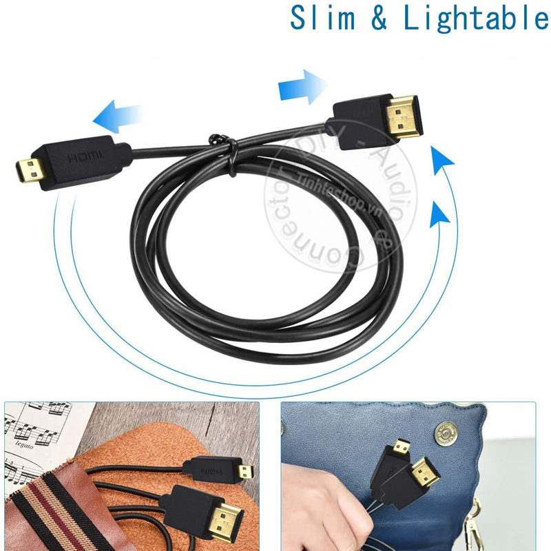 Cáp Micro HD sang HDMI 4K 60Hz 0.25M đến 1.5M Cáp HDMI cho máy ảnh Camera