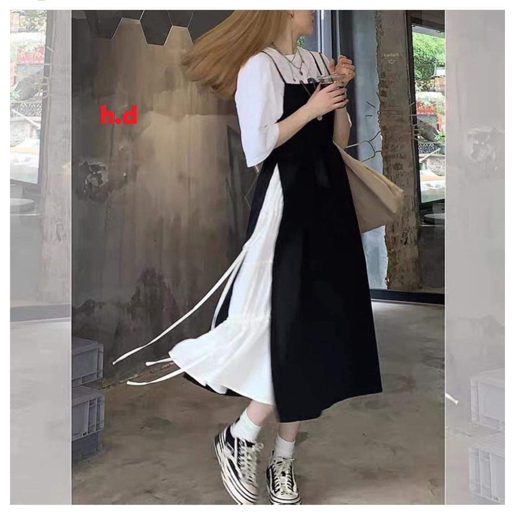 Sét yếm buộc eo phối váy trắng HDA0421