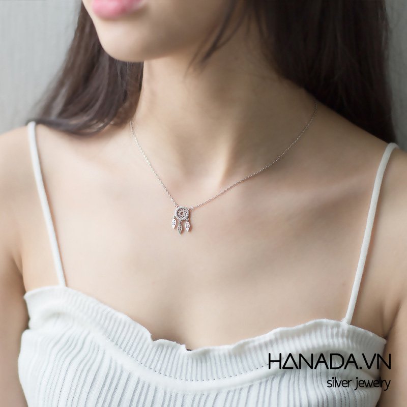 [ LAZXuhuong03 giảm 40K /299K] Dây Chuyền Bạc 925 Hanada  Dreamcatcher Đá 0178
