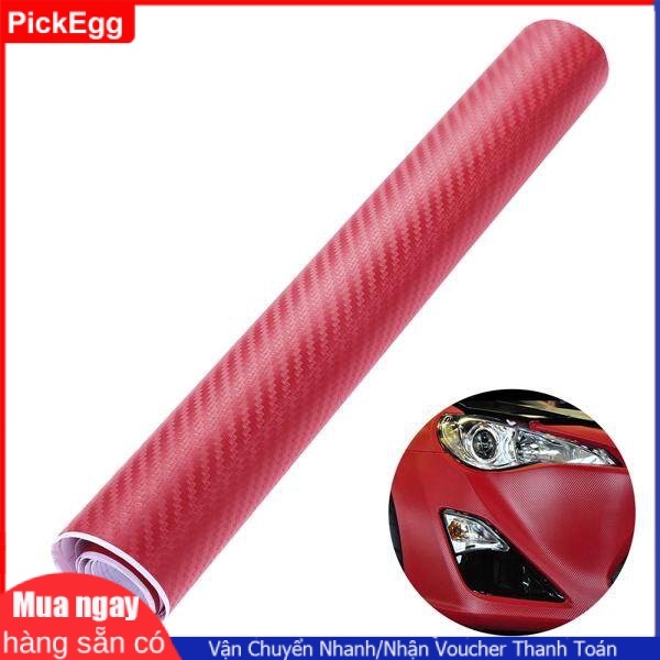 3D Carbon Fiber Wrap Roll DIY Sticker for Car Auto Vehicle Decor 30x127cm (Red)