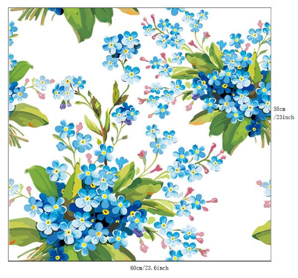 Decal dán kính cao cấp - Hoa Chùm Xanh ( 60x58cm )-DK7108
