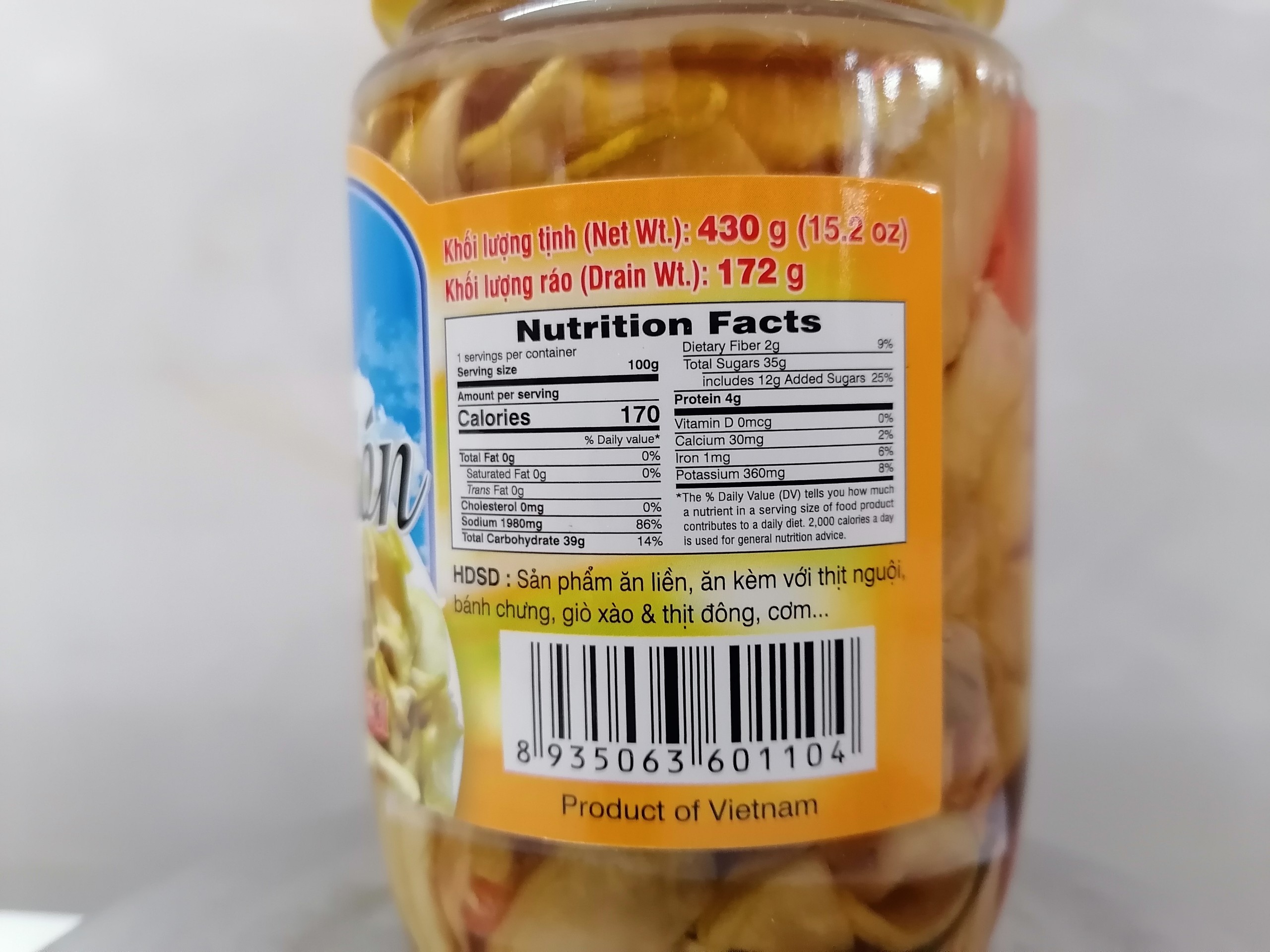 [Lọ 430g] DƯA MÓN (rau củ ngâm giấm) [VN] NGỌC LIÊN Preserved Vegetablets (alc-hk)