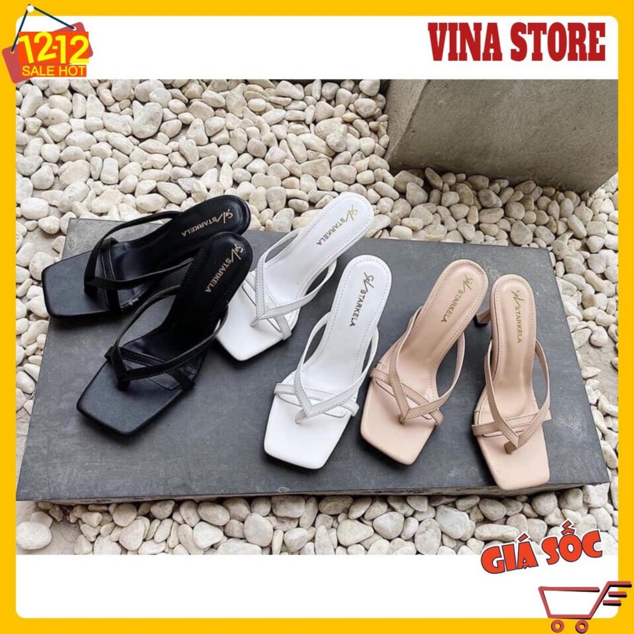 Dép cao gót quay da mềm