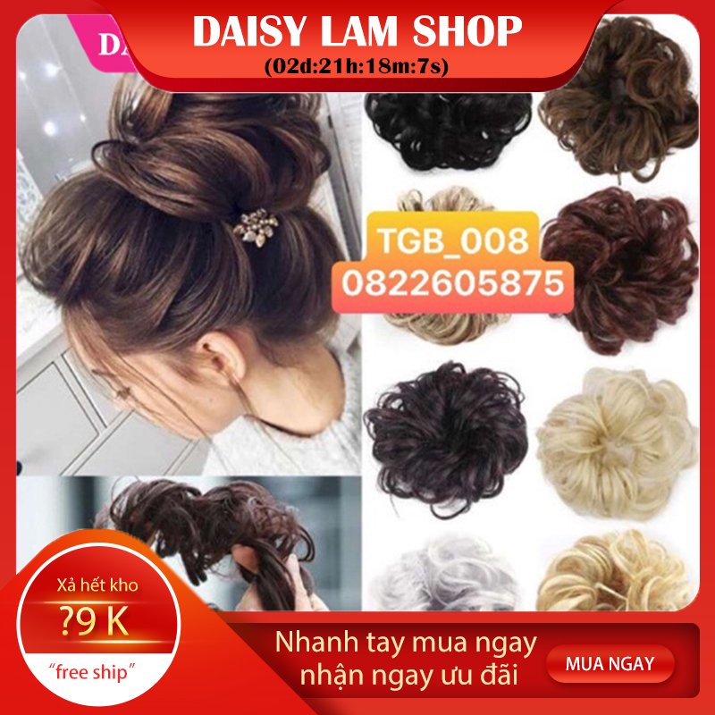 [HCM]TÓC GIẢ BÚI KIỂU DÂY CỘT THUN XOĂN NỮ TÍNH B008