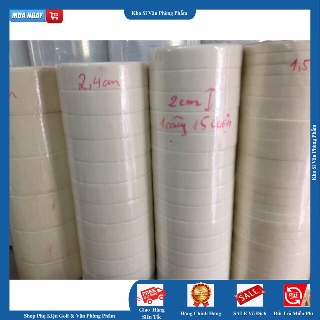 Băng dính giấy viết lên được các cỡ 7y, cuộn dài 7m - 1 cây