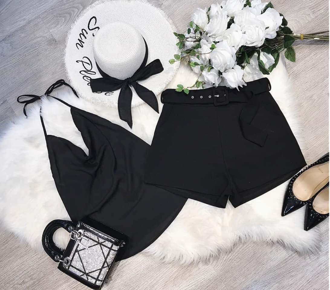 sét áo yếm cổ đổ quần short