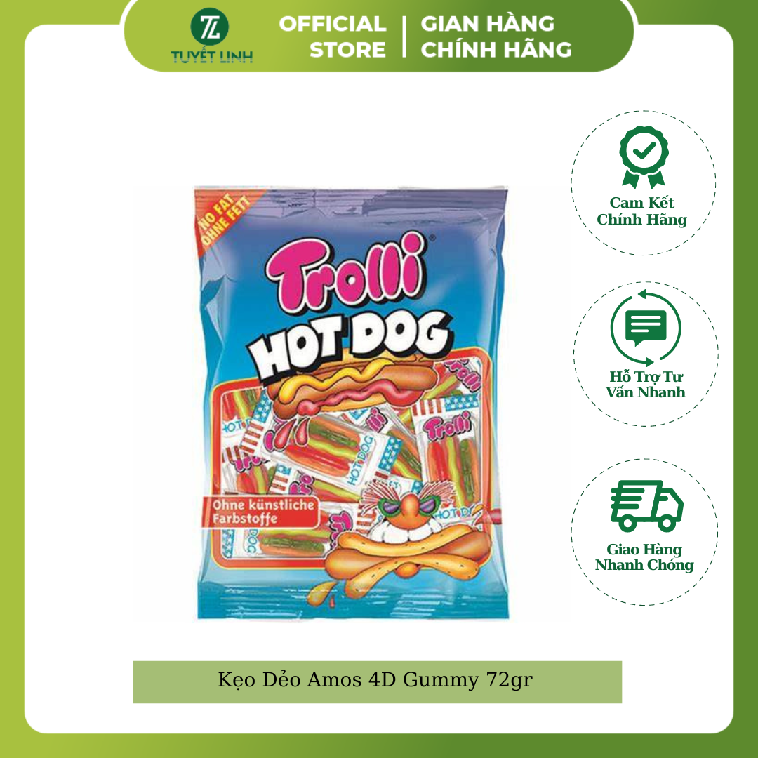 Kẹo Dẻo Trolli Hot Dog - 540g (60 viên)