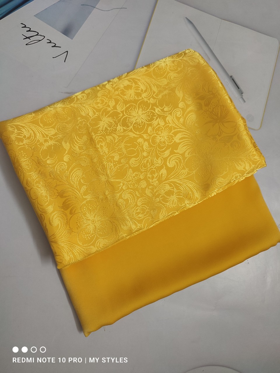 Vải gấm lụa mềm cao cấp dệt vân chìm - lụa mai hoa/ cánh tiên