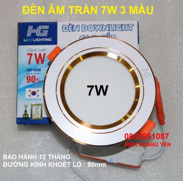 Bộ 16 đèn led âm trần viền vàng 7w 3 màu 3 chế độ