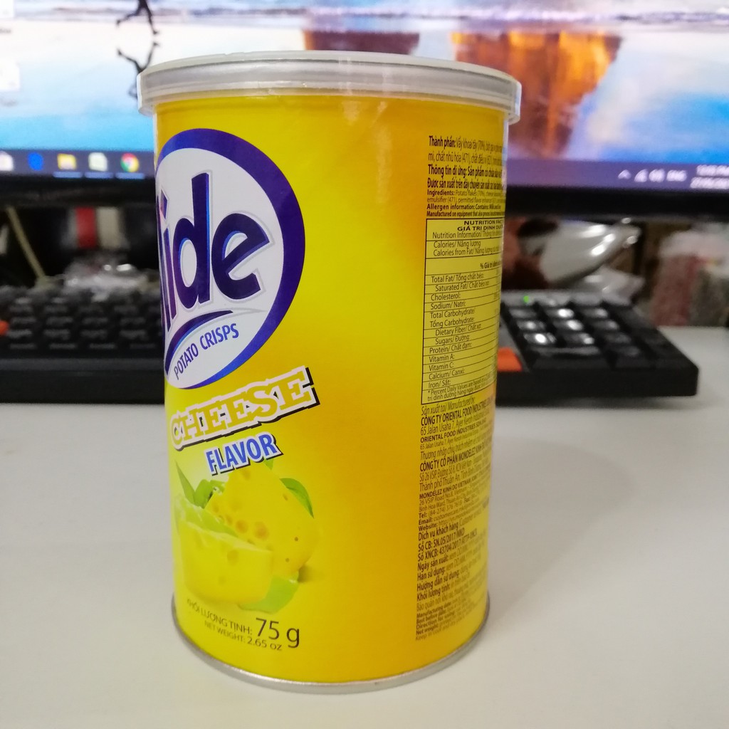 Snack Khoai Tây Slide Vị Phô Mai (Lon 65g)