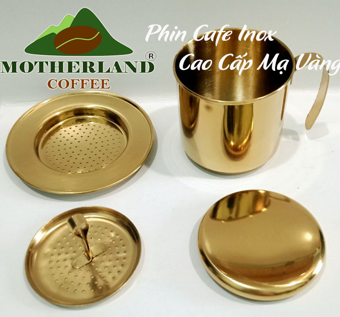 Phin cà phê inox mạ vàng chất liệu thép không gỉ pha 1 người uống
