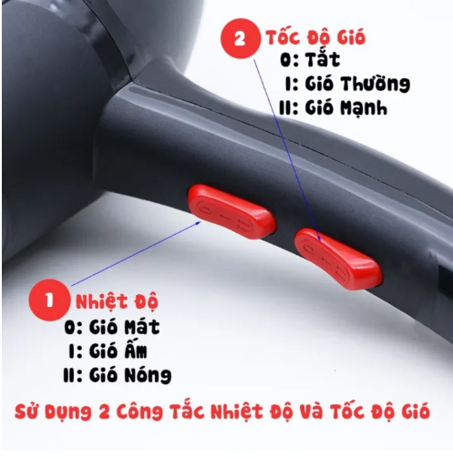 Máy sấy tóc 2 chiều nóng lạnh Ánh Sáng Xanh công suất 3500W, Tạo kiểu và làm khô tóc nhanh chóng
