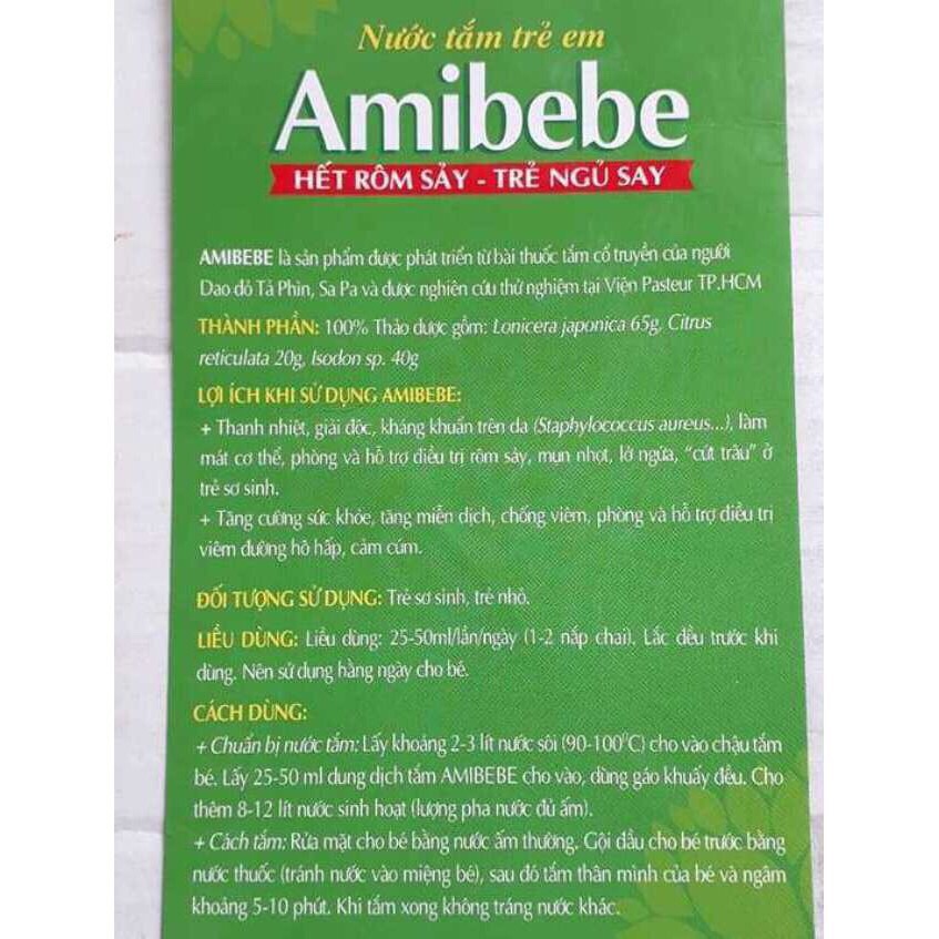 Nước tắm thảo dược Amibebe - Chai 250ml