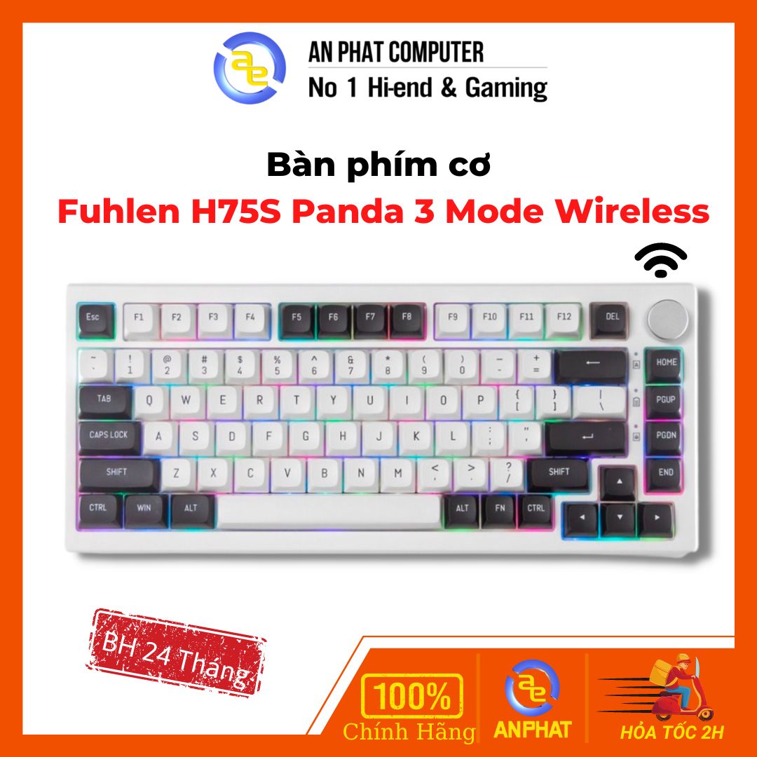 Bàn phím cơ Fuhlen H75S Panda 3 Mode Wireless Fuhlen Pro switch - Bảo Hành 24 Tháng