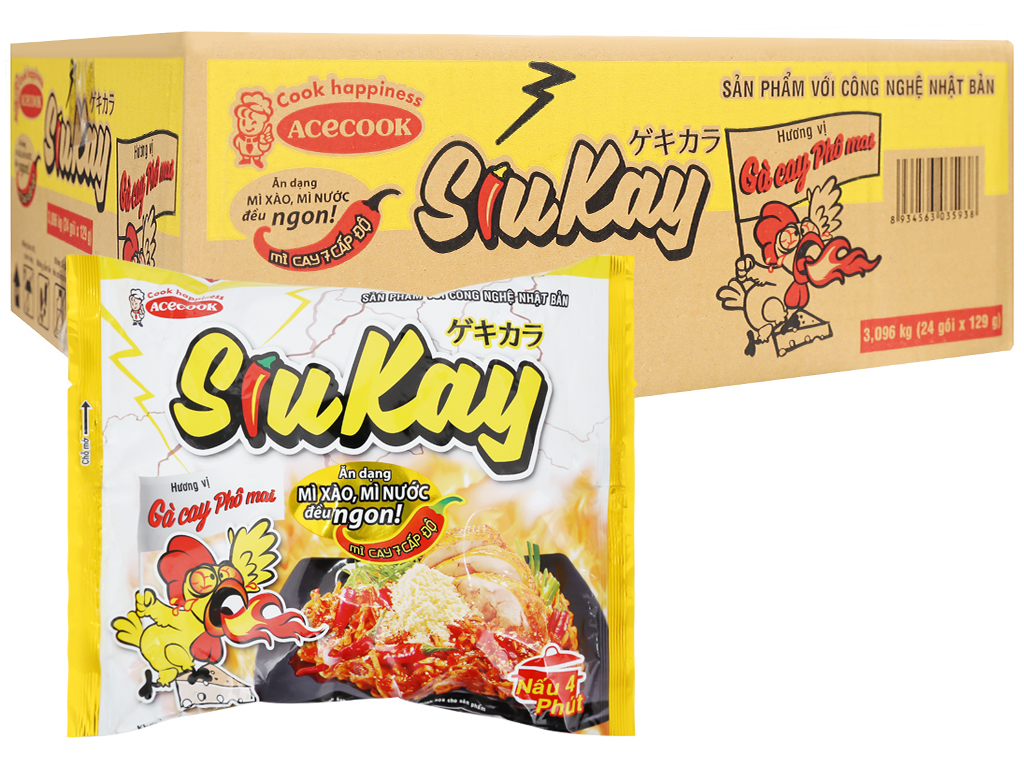 Thùng 24 gói mì Siukay 7 cấp độ