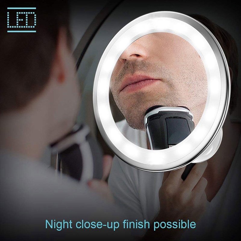 Makeup Vanity Mirror Portable with LED Light Suction Cup 360° Rotating Makeup Glass Home Desktop Bathroom Travel
