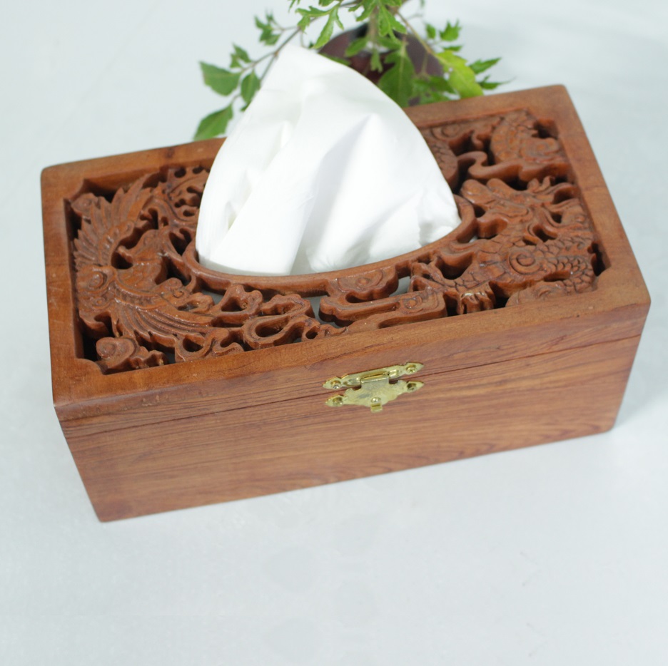 Hộp Giấy Ăn gỗ Hương Long Phụng
