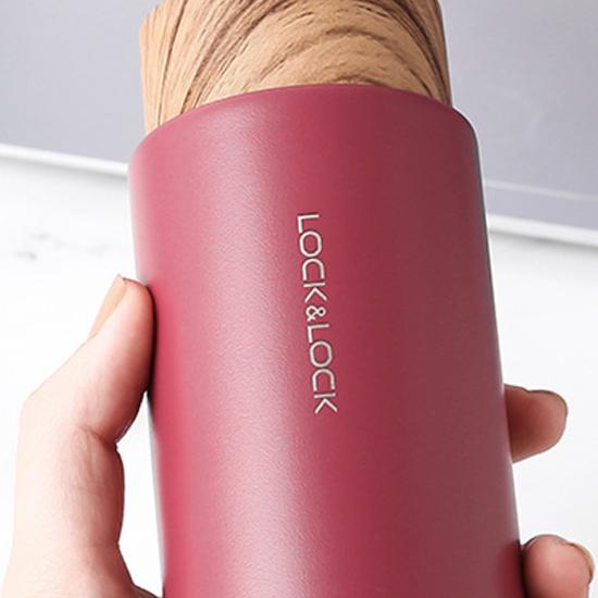 Bình Giữ Nhiệt Lock&Lock Flat Nắp Gỗ 400ml LHC4227RED Đỏ