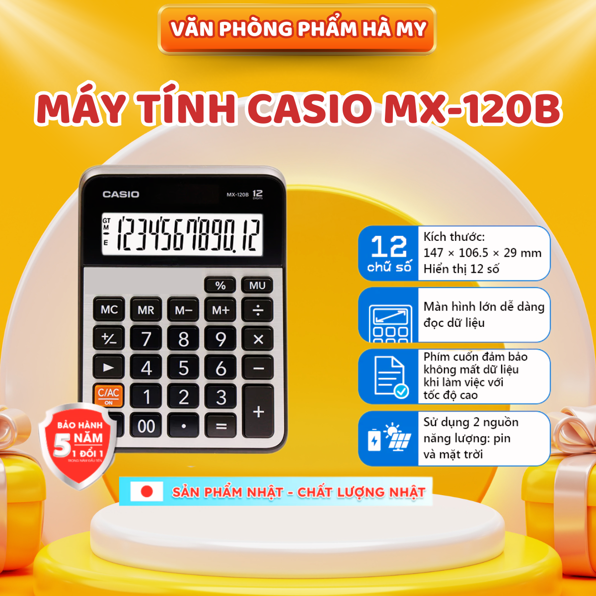 Máy tính để bàn 12 số Casio MX-120B Chính Hãng