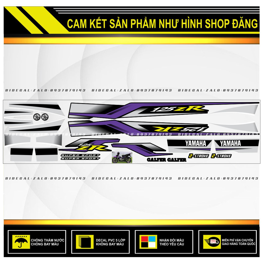 TEM RỜI YAZ 125 ZR CHẾ TÍM ĐEN