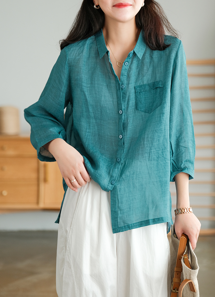Sơ mi linen mỏng, có túi ngực - SM228