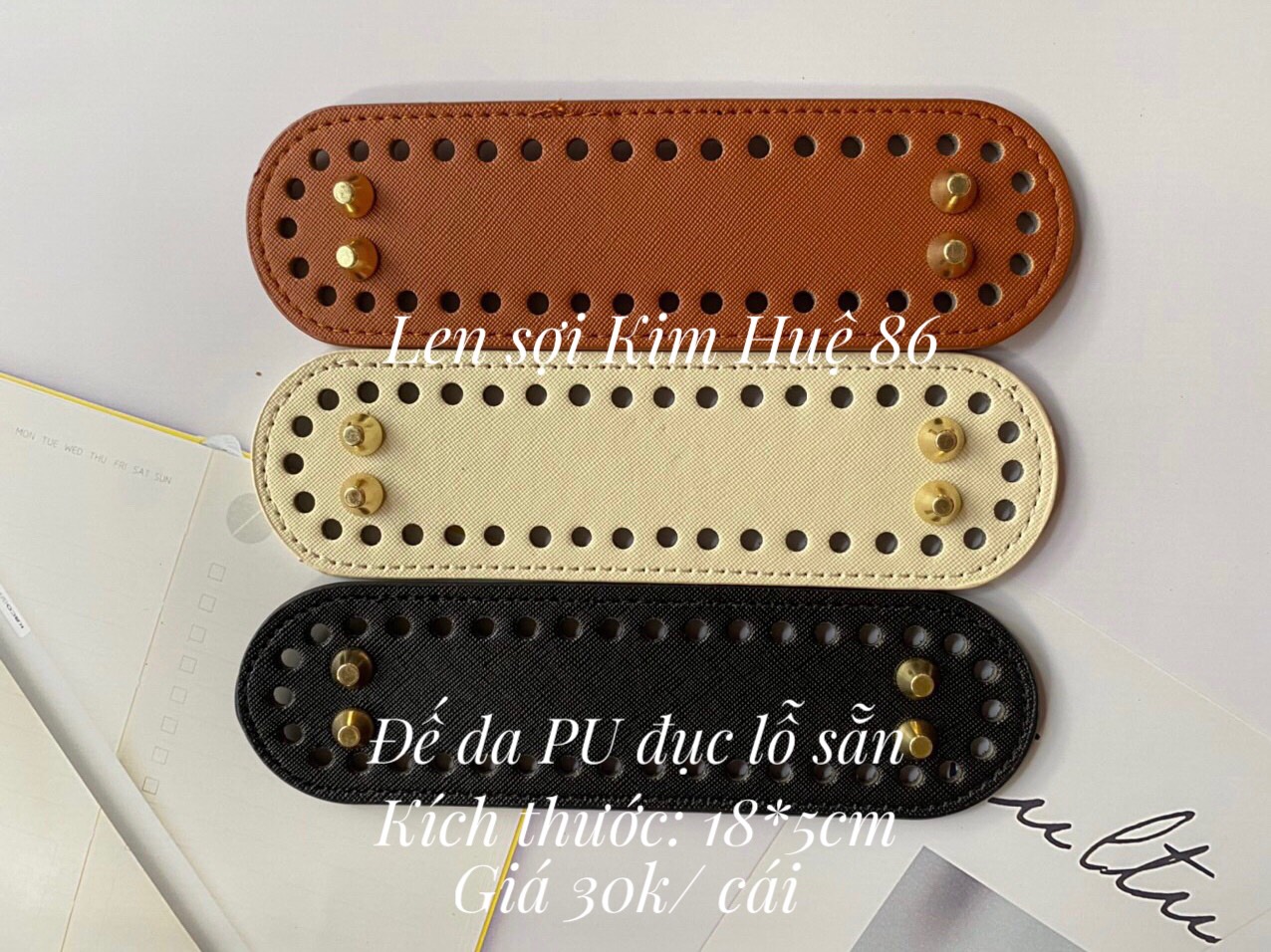 Đế da PU có đục lỗ sẵn kích thước 18*5cm