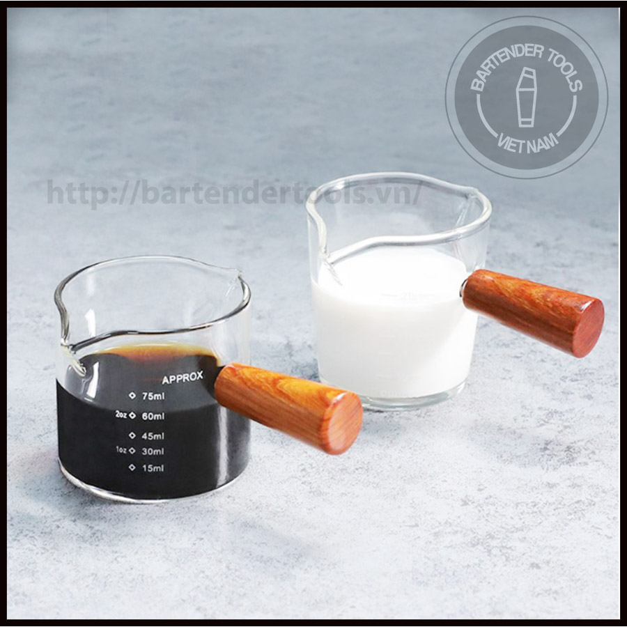 Cốc đong cà phê thủy tinh cán gỗ 3c roastery 100ml